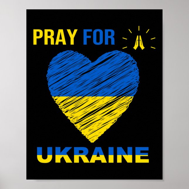 Be för Ukraina Ukrainsk Flagga Hjärta Kristet Pr Poster (Framsidan)