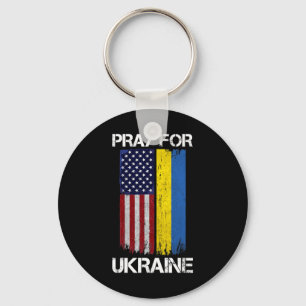 Be för Ukraina USA Ukraina Flagga Vintage Stöd U Nyckelring