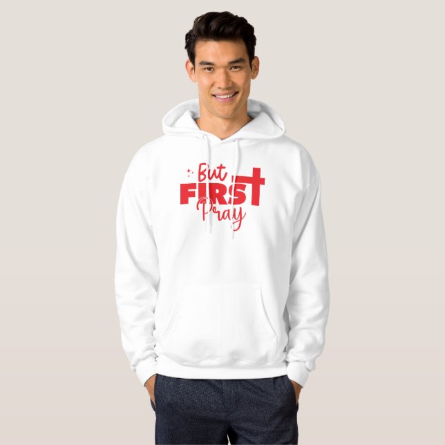 Be först kristen tro hoodie (Hel framsida)