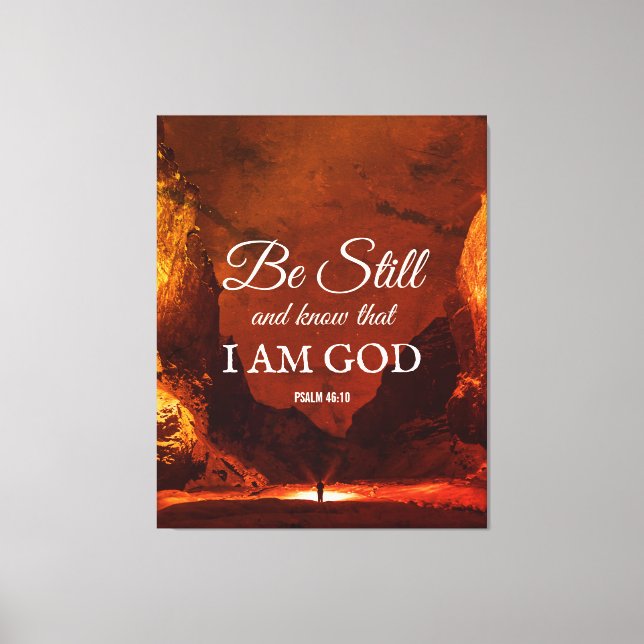 BE FORTFARANDE OCH KNOW Psalm 46:10 Christian Canvastryck (Framsida)