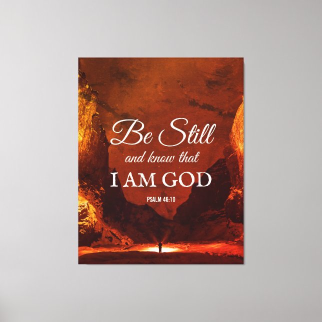 BE FORTFARANDE OCH KNOW Psalm 46:10 Christian Canvastryck (Framsida)