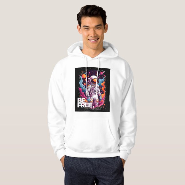 BE FRIA Astronaut-design Hoodie (Hel framsida)