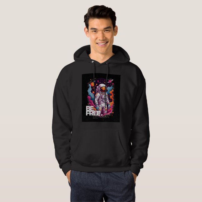 BE FRIA Astronaut-design Hoodie (Hel framsida)