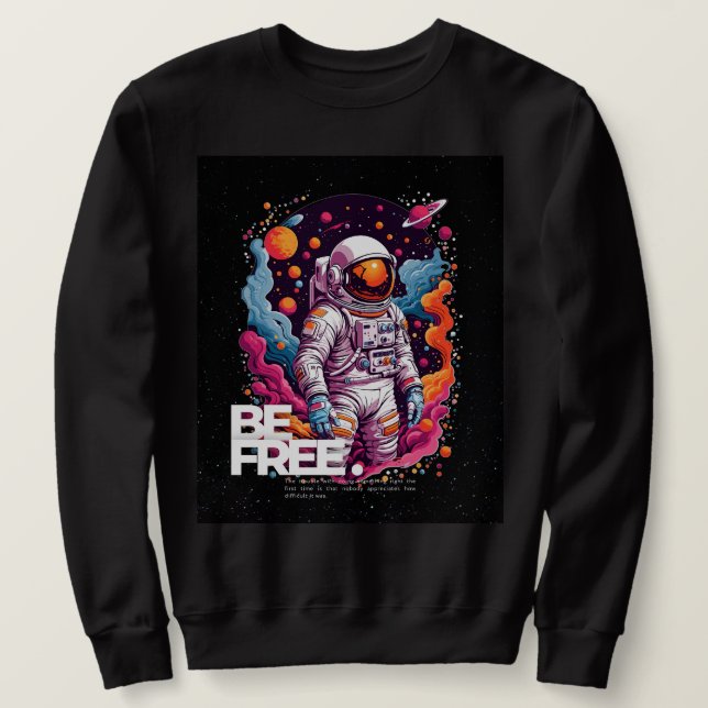 BE FRIA Astronaut-design Lång Ärmad Tröja (Design framsida)