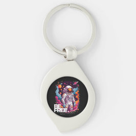 BE FRIA Astronaut-design Swirl Silverfärgad Nyckelring