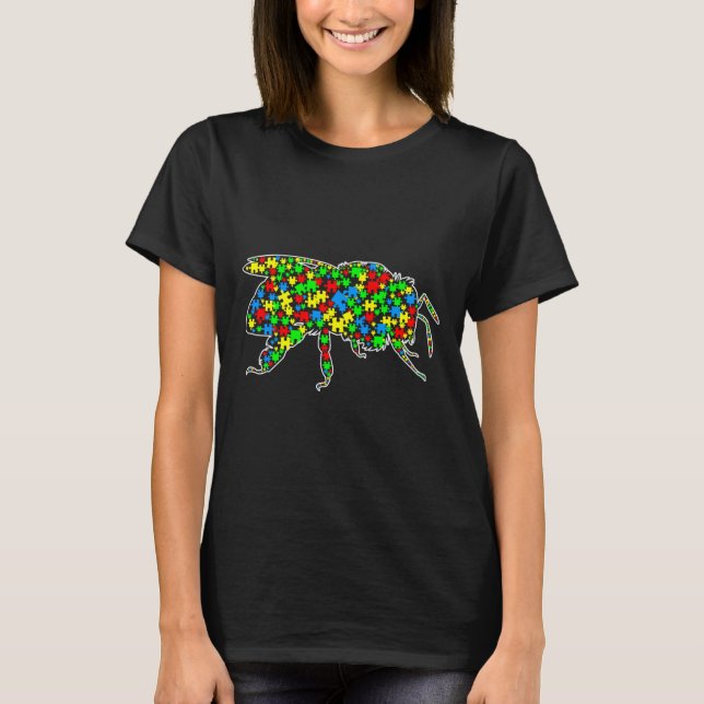 Be Funny Puzzle Animals Autism Awareness T Shirt (Framsida)