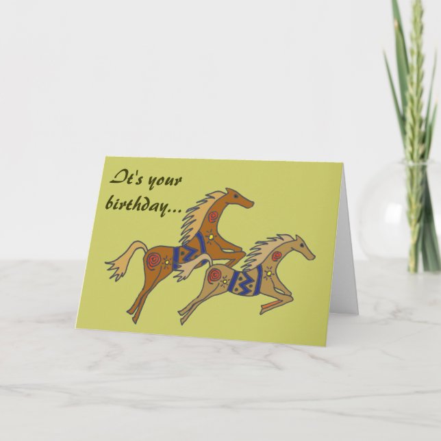 BE - Galloping Horses Birthday Card Kort (Framsida)