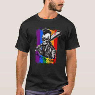 BE GAY DO CRIME Skullköns segmentköerregnbåge T Shirt