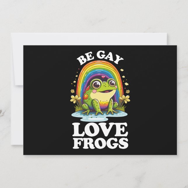 BE Gay Kärlek Frogs LGBTQ-Pridet Rainbow Retro Inbjudningar (Framsida)