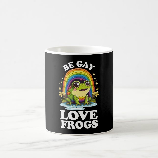 BE Gay Kärlek Frogs LGBTQ-Pridet Rainbow Retro Kaffemugg (Center)