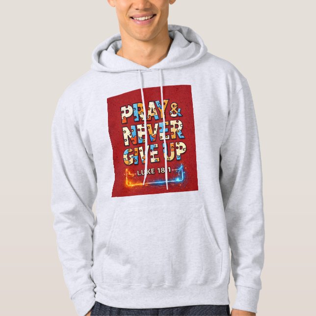 Be & Ge Aldrig Upp – Metallic Tech Font T-Shirt Hoodie (Framsida)