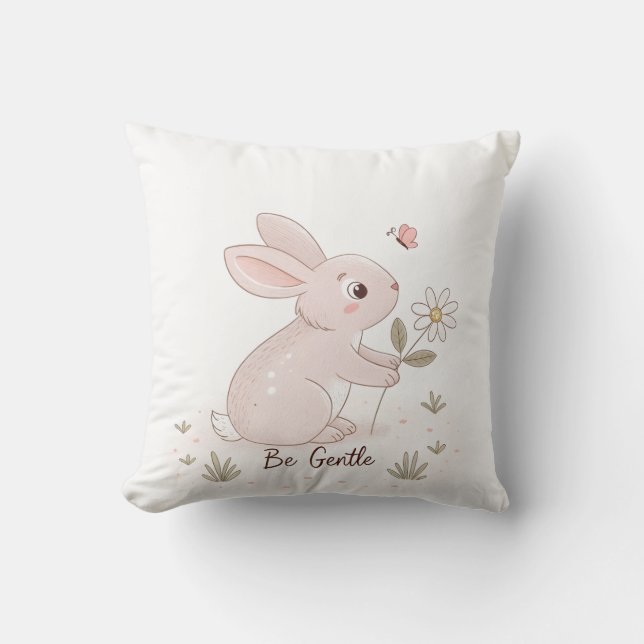Be Gentle Baby Bunny – Minimalist Scandinavian Kudde (Framsida)