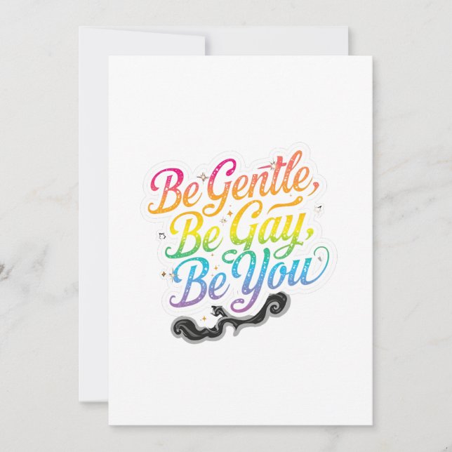 Be Gentle Be Gay Be You Rainbow Quote | LGBTQ Art Inbjudningar (Framsida)