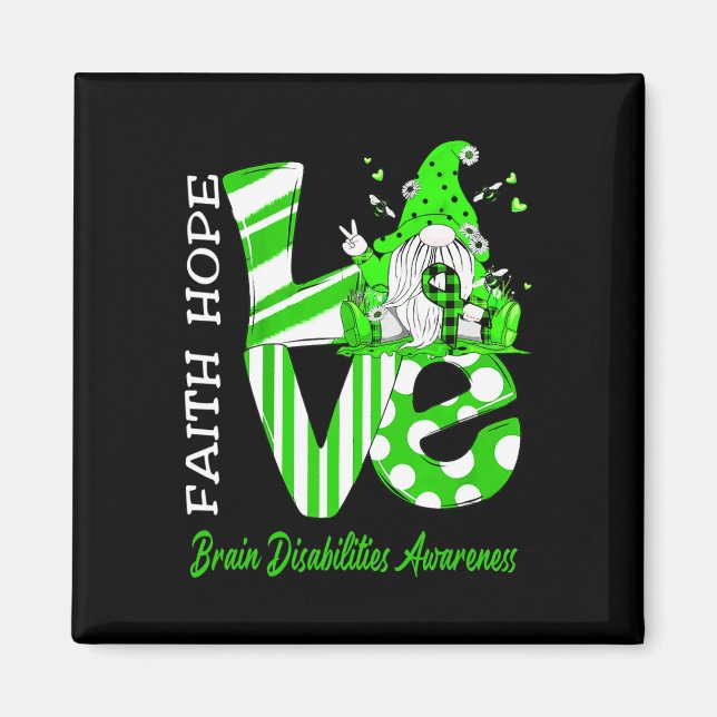 Be Gnome Kärlek Brain Disabilities Awareness Magnet (Framsidan)