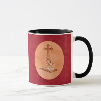 Be händer med kor och bibeln mugg
