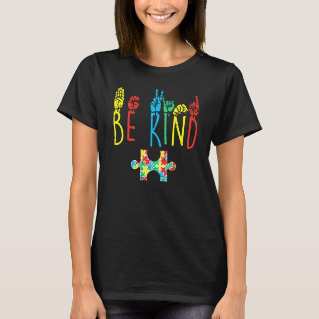 Be Handsignera Autism Awareness ASL Mo T Shirt (Framsida)
