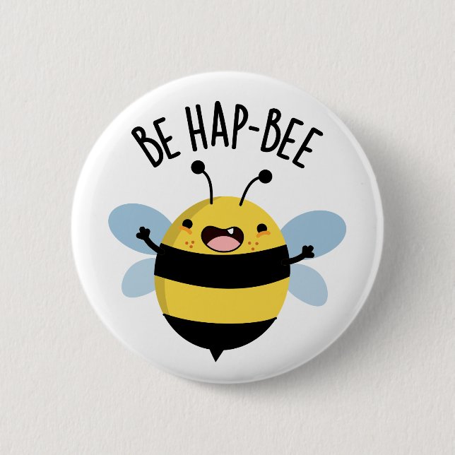 Be Hap-bee Funny Bee Pun Knapp (Framsida)