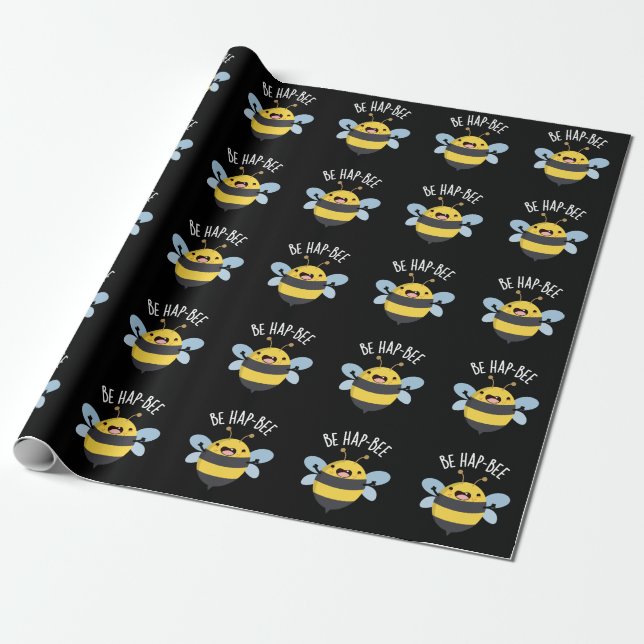 Be Hap-bee Funny Bee Pun Mörk BG Presentpapper (Utrullad)