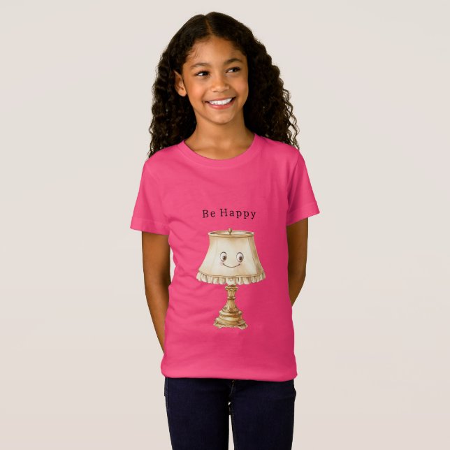 Be Happy Cute Smiling Lamp T Shirt (Hel framsida)