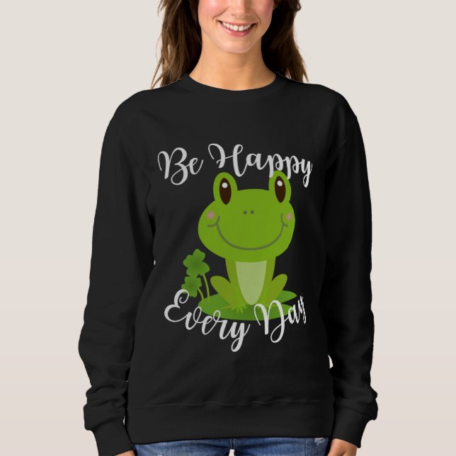 Be Happy Every Day Cute Frog Graphic Motivational  T Shirt (Framsida)