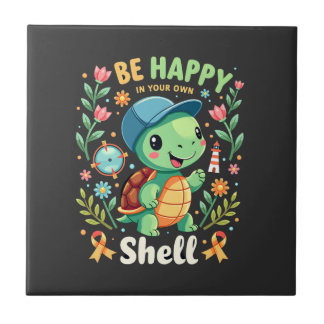 Be Happy In Your Own Shell Turtle Autism Awareness Kakelplatta