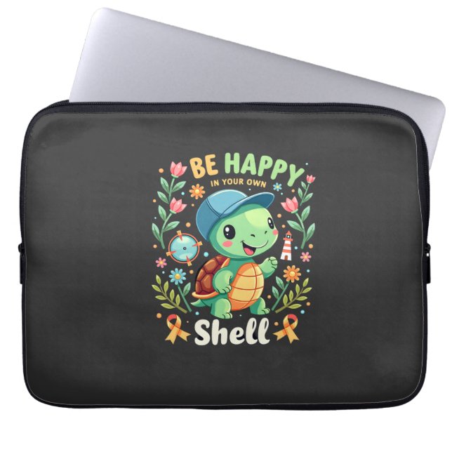 Be Happy In Your Own Shell Turtle Autism Awareness Laptop Fodral (Framsidan)