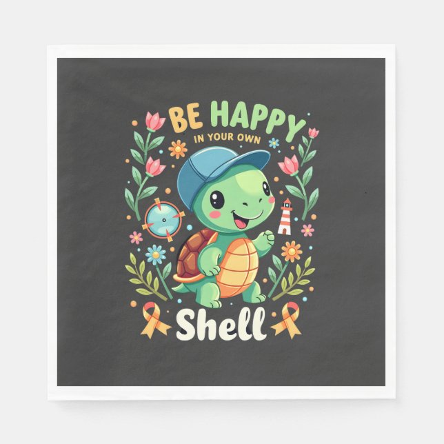 Be Happy In Your Own Shell Turtle Autism Awareness Pappersservett (Framsidan)