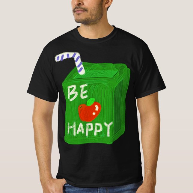 Be Happy With Apple Design T-shirts By Will Power (Framsida)