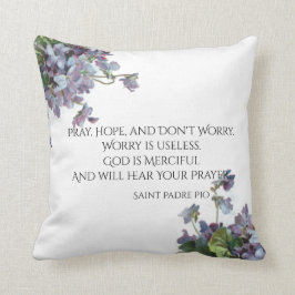 Be, hopp & oroa inte Sanktt Padre Pio Violets Kudde