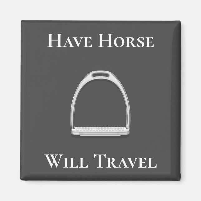"Be Horse Travel" stam Järn på Grått Magnet (Framsidan)