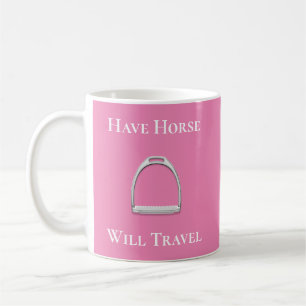 "Be Horse Travel" stam Järn på Rosa Kaffemugg