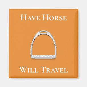 "Be Horse Travel" Stirup Järn på Orangen Magnet