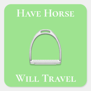 "Be Horse Will Travel" Stirup Järn Lime Green Fyrkantigt Klistermärke