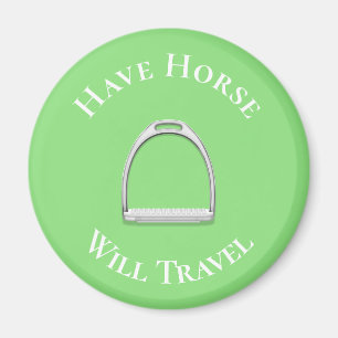 "Be Horse Will Travel" Stirup Järn Lime Green Magnet