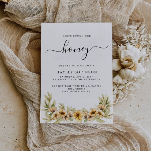 Be Inbjudningskort för möhippan, inbjudan till hon (Bee Bridal Shower Invitation, Honey Bee Invitation)