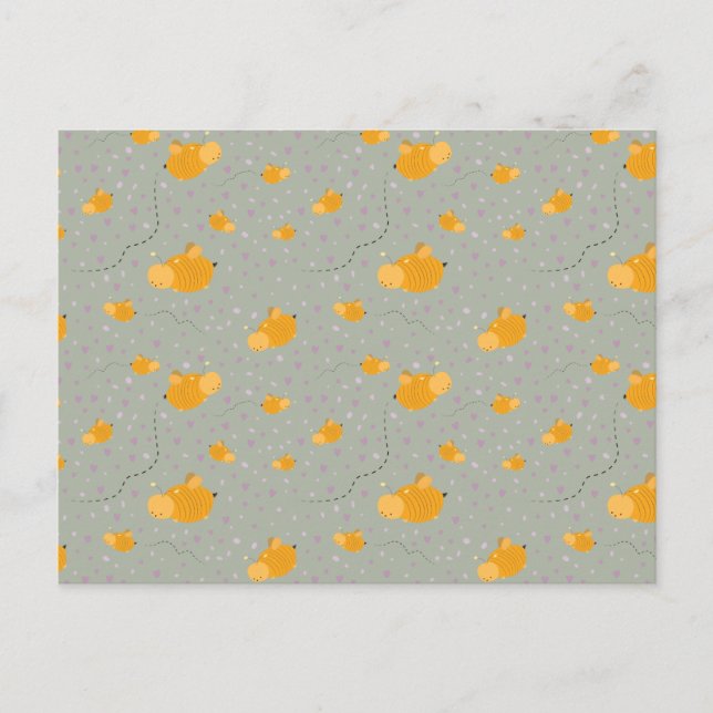 Be Kärlek Bee Lycklig vykort - Grönt (Framsida)