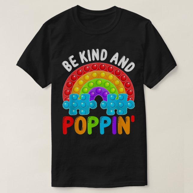 Be Kind And Poppin' Autism Awareness Rainbow Pop I T Shirt (Design framsida)