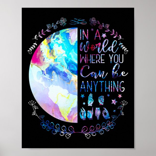 Be Kind Asl Alphabet American Sign Language Deaf A Poster (Framsidan)