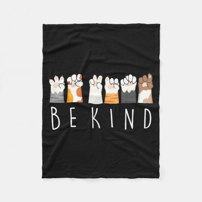 Be Kind Asl Sign Language Kindness Cat Paws Finger Fleecefilt (Framsidan)