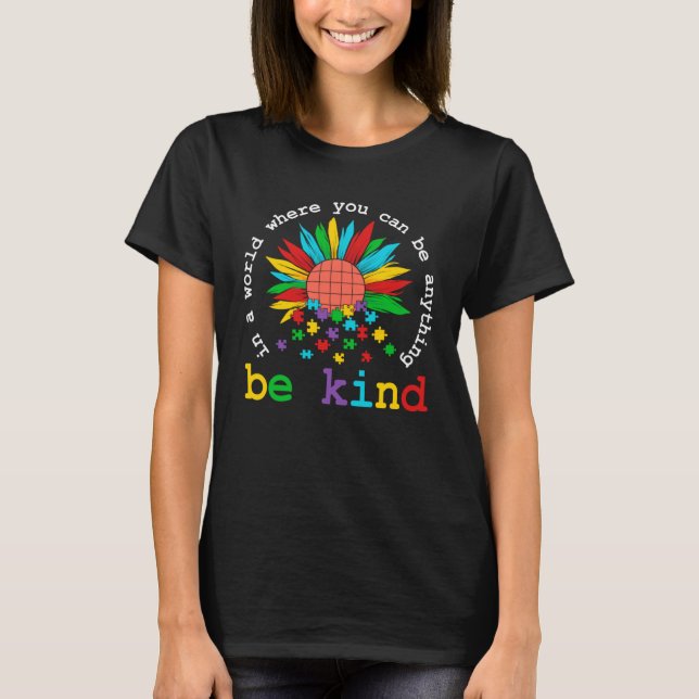 Be Kind Autism Awareness Flower Puzzle Choose Kind T Shirt (Framsida)