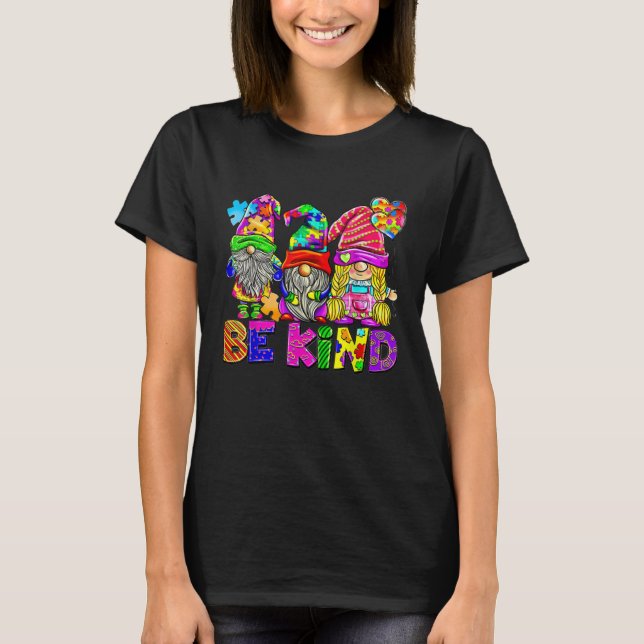 Be Kind Autism Awareness Gnomes Fighter Puzzle Kid T Shirt (Framsida)