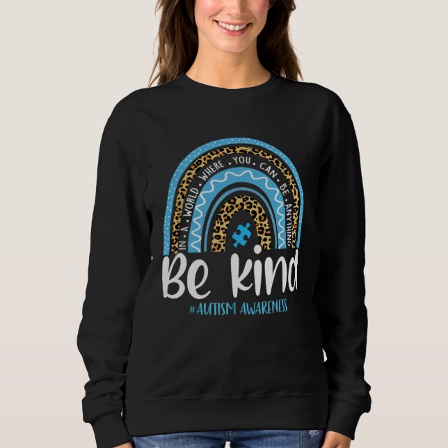 Be Kind Autism Awareness Leopard Rainbow Choose Ki T Shirt (Framsida)