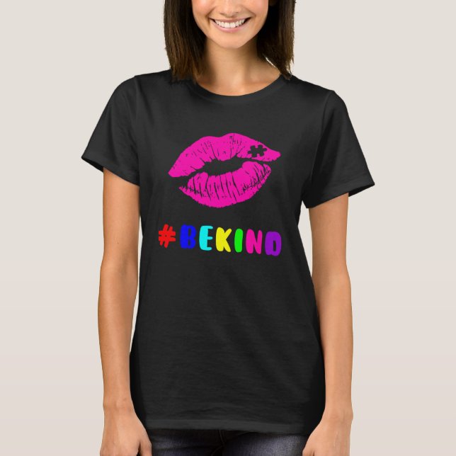 Be Kind Autism Awareness Messy Bun Puzzle Proud Au T Shirt (Framsida)