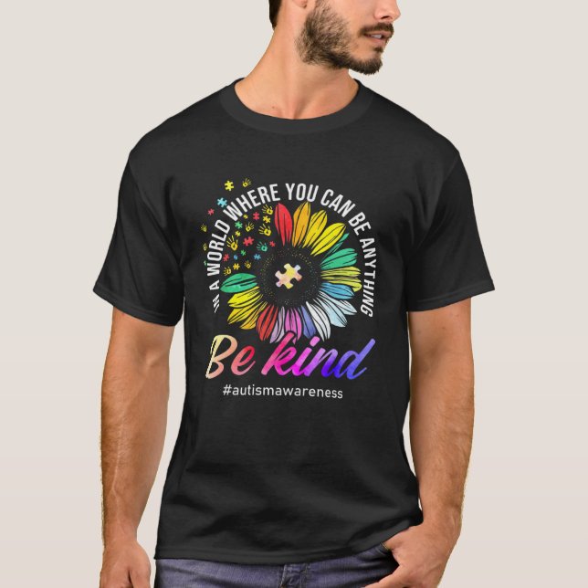 Be Kind Autism Awareness Sunflower Puzzle Choose K T Shirt (Framsida)