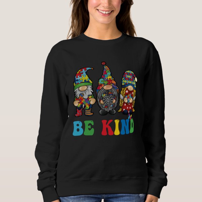 Be Kind Autism Gnomes Sunflower Autism Awareness M T Shirt (Framsida)