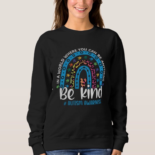 Be Kind Autism Leopard Rainbow Awareness Choose Ki T Shirt (Framsida)