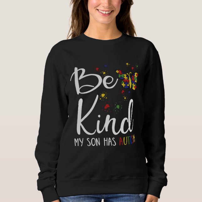 Be Kind Autism My Son Has Autism  Autistic Child P T Shirt (Framsida)