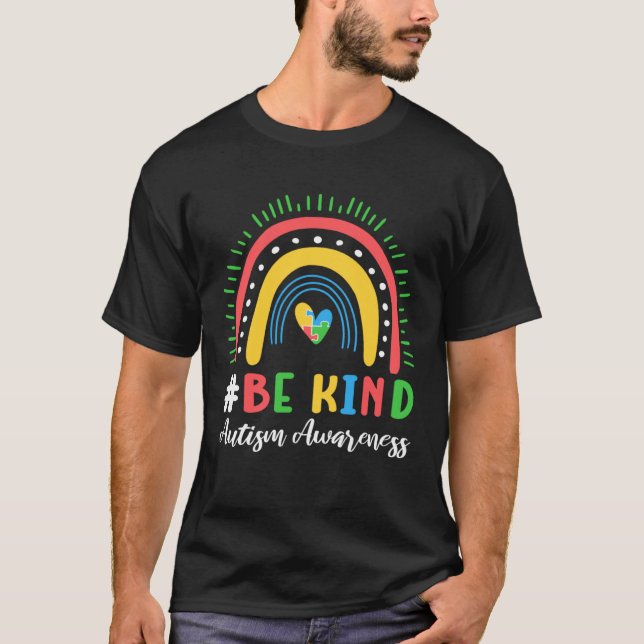 Be Kind Autistic Child Support Puzzle Autism Aware T Shirt (Framsida)