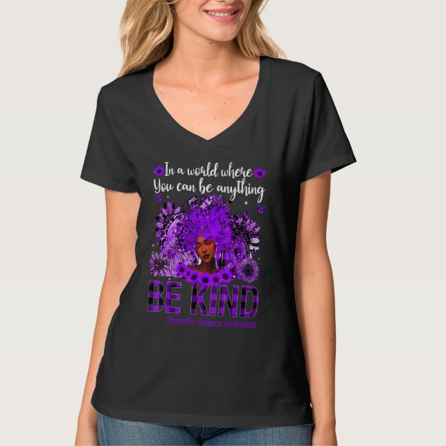 Be Kind Black Women Afro African Domestic Violence T Shirt (Framsida)