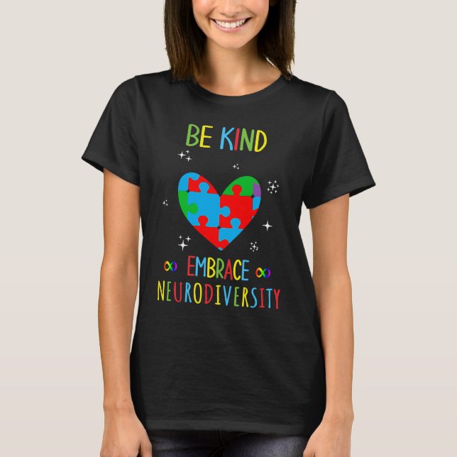 Be Kind Embrace Neurodiversity Puzzle T Shirt (Framsida)